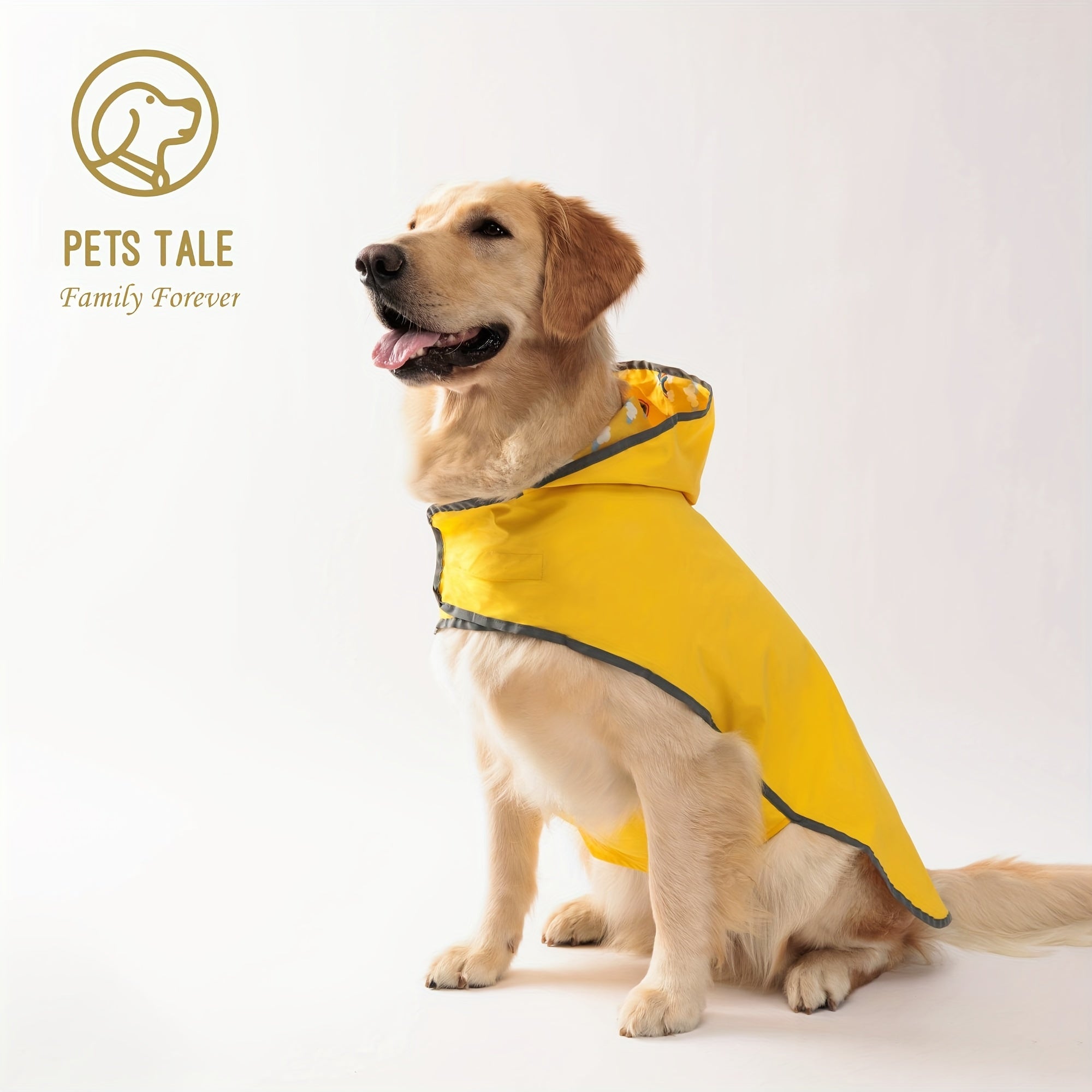 1pc PETS TALE Reversible Dog Raincoat, Polyester Pet Jacket with Duck Print, Machine Washable, Adjustable Straps for Small to Extra Large Breeds