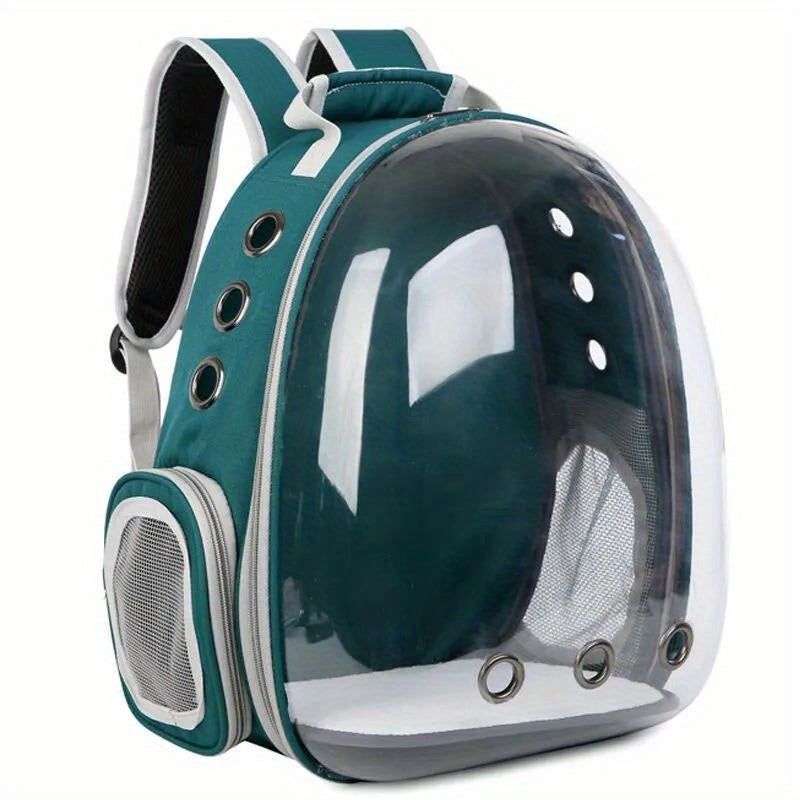 Breathable Transparent Cat Carrier Backpack - Secure Zippered Capsule Design for Small Pets, Ideal for Travel & Outdoor Use