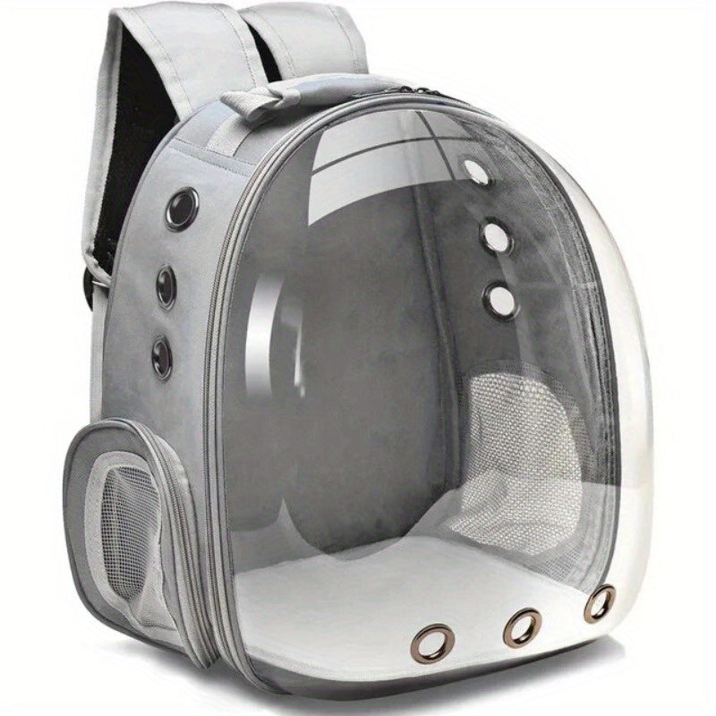 Breathable Transparent Cat Carrier Backpack - Secure Zippered Capsule Design for Small Pets, Ideal for Travel & Outdoor Use