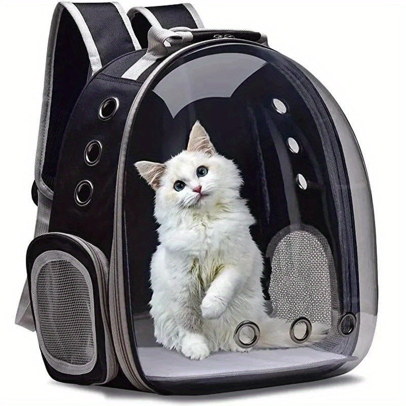 Breathable Transparent Cat Carrier Backpack - Secure Zippered Capsule Design for Small Pets, Ideal for Travel & Outdoor Use