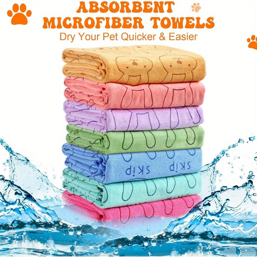 8pcs 19.7*39.3inch Dog Drying Towels Bulk Pet Grooming Towels Absorbent Microfiber Dog Bath Towels Quick Drying Puppy Bathing Towel for Small Medium Large Dogs Cats Pets Bathing Grooming (Colorful)