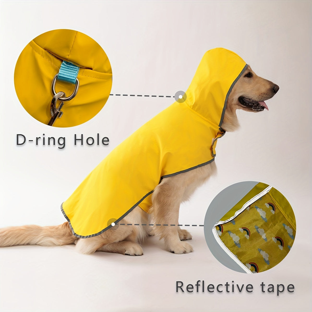 1pc PETS TALE Reversible Dog Raincoat, Polyester Pet Jacket with Duck Print, Machine Washable, Adjustable Straps for Small to Extra Large Breeds