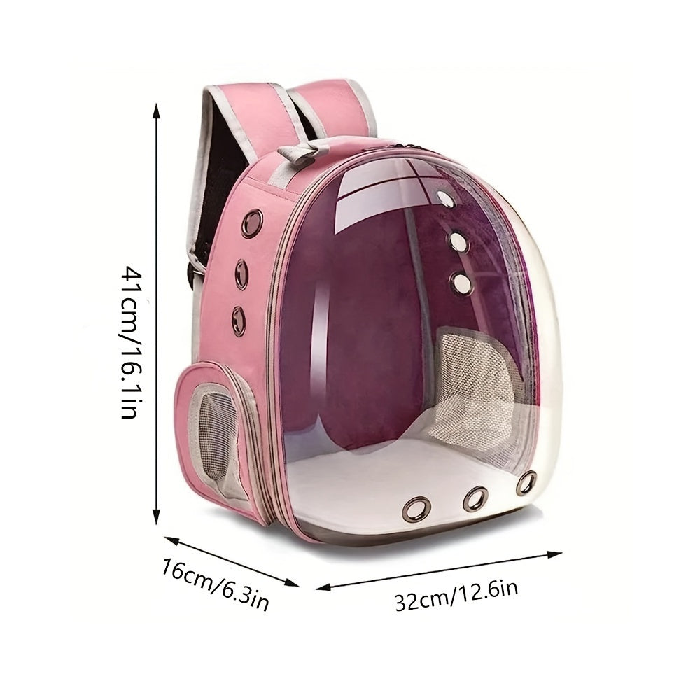 Breathable Transparent Cat Carrier Backpack - Secure Zippered Capsule Design for Small Pets, Ideal for Travel & Outdoor Use